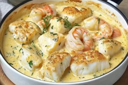 Thumbnail for Shrimp and Cod in Creamy Garlic Sauce